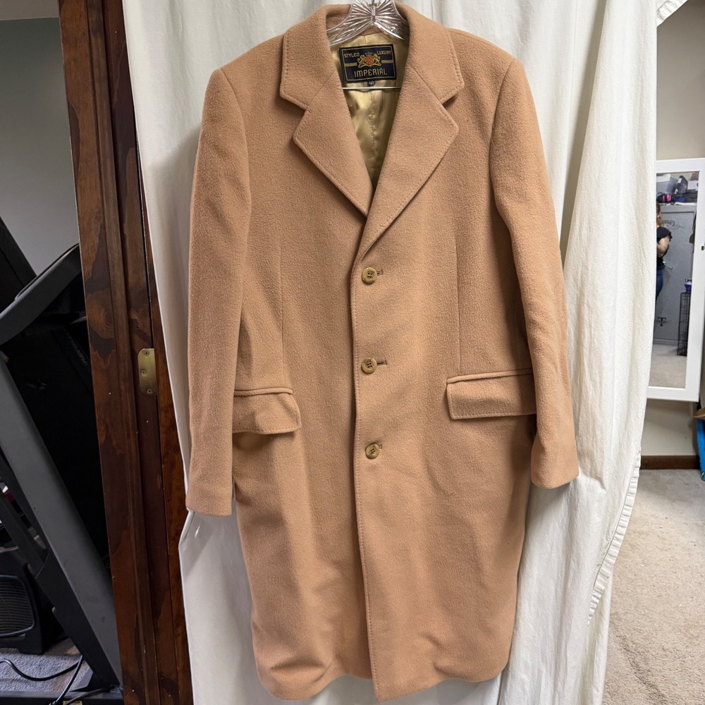 Imperial Styled Luxury Cashmere Wool Overcoat Camel Tan Topcoat Hungary Mens 40